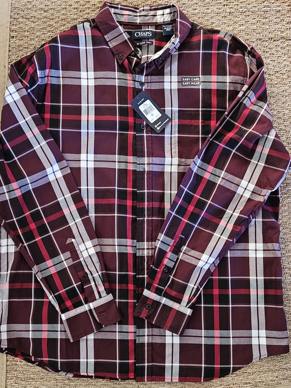 Chaps Men’s Burgundy Plaid Button-Front Shirt Jacket